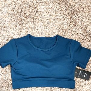 NVGTN Navy Open Back Tee Sports Bra Crop Medium